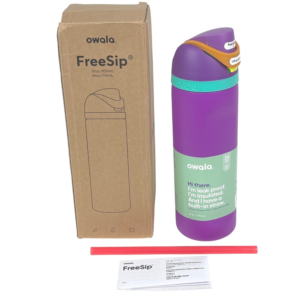 Owala FreeSip 24oz Insulated Stainless Steel Water Bottle Grape Escape Purple